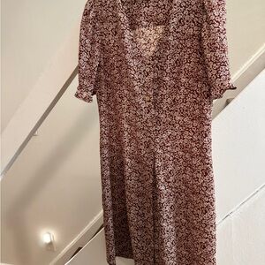 Monteau Brown and White Floral Cap Sleeve Dress